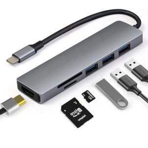 AIRSKY 6In1 Usb-C Hub + Card Reader With 4K HDMI Port